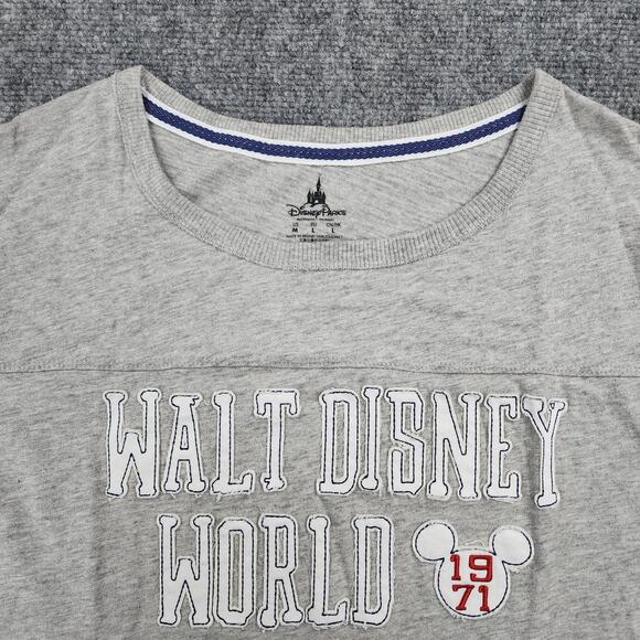 Walt Disney World Shirt Womens Medium Gray Embroidered Logo 3/4 Sleeve Classic - Picture 8 of 16